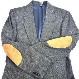 E Joven by FARAH Men's Wool TWEED blazer SUEDE Elbow Size 42L